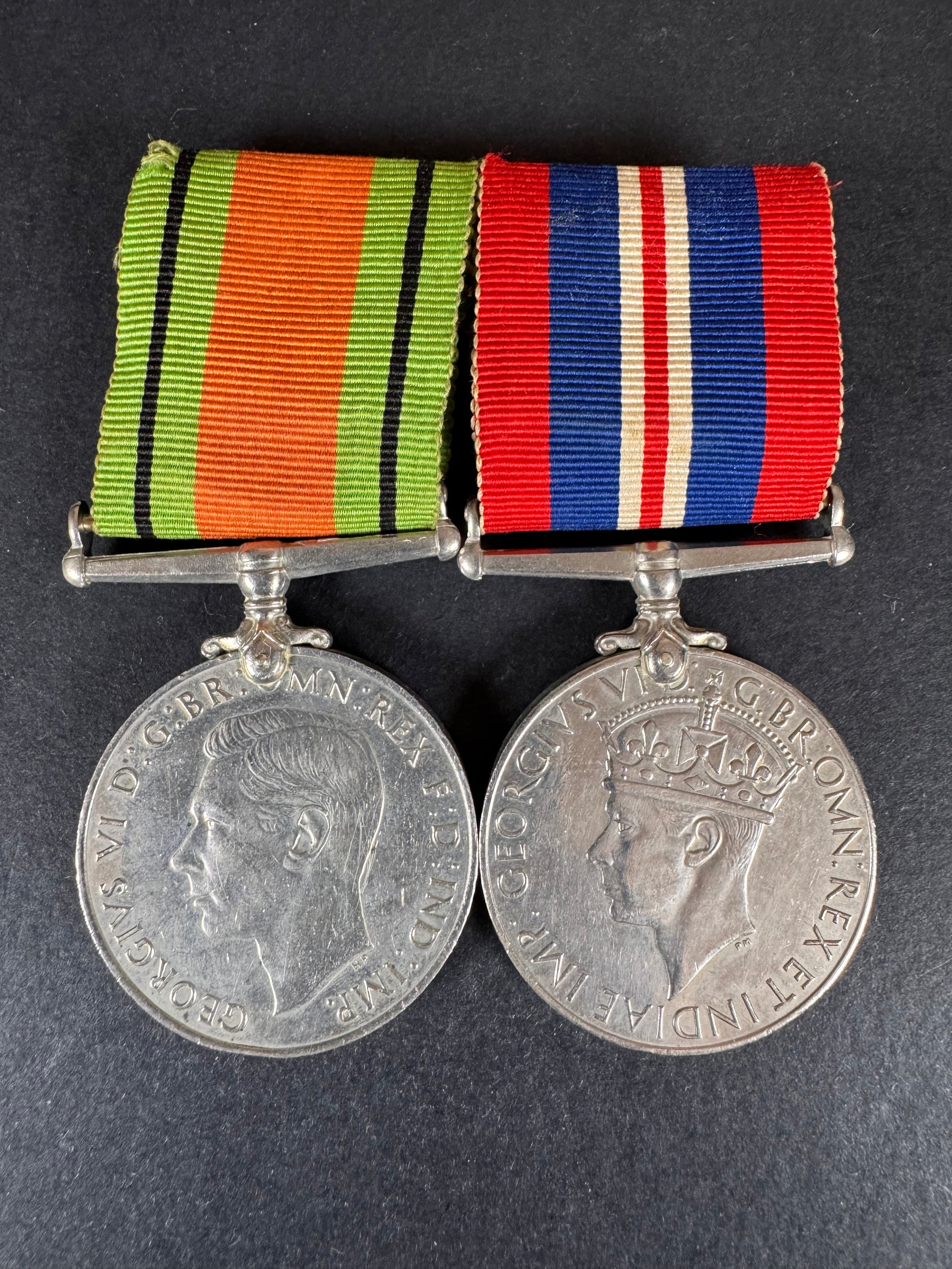 Photo 1 of WW2 British Defence Medal & 1939-45 Medal Mounted Pair - collectible militaria item