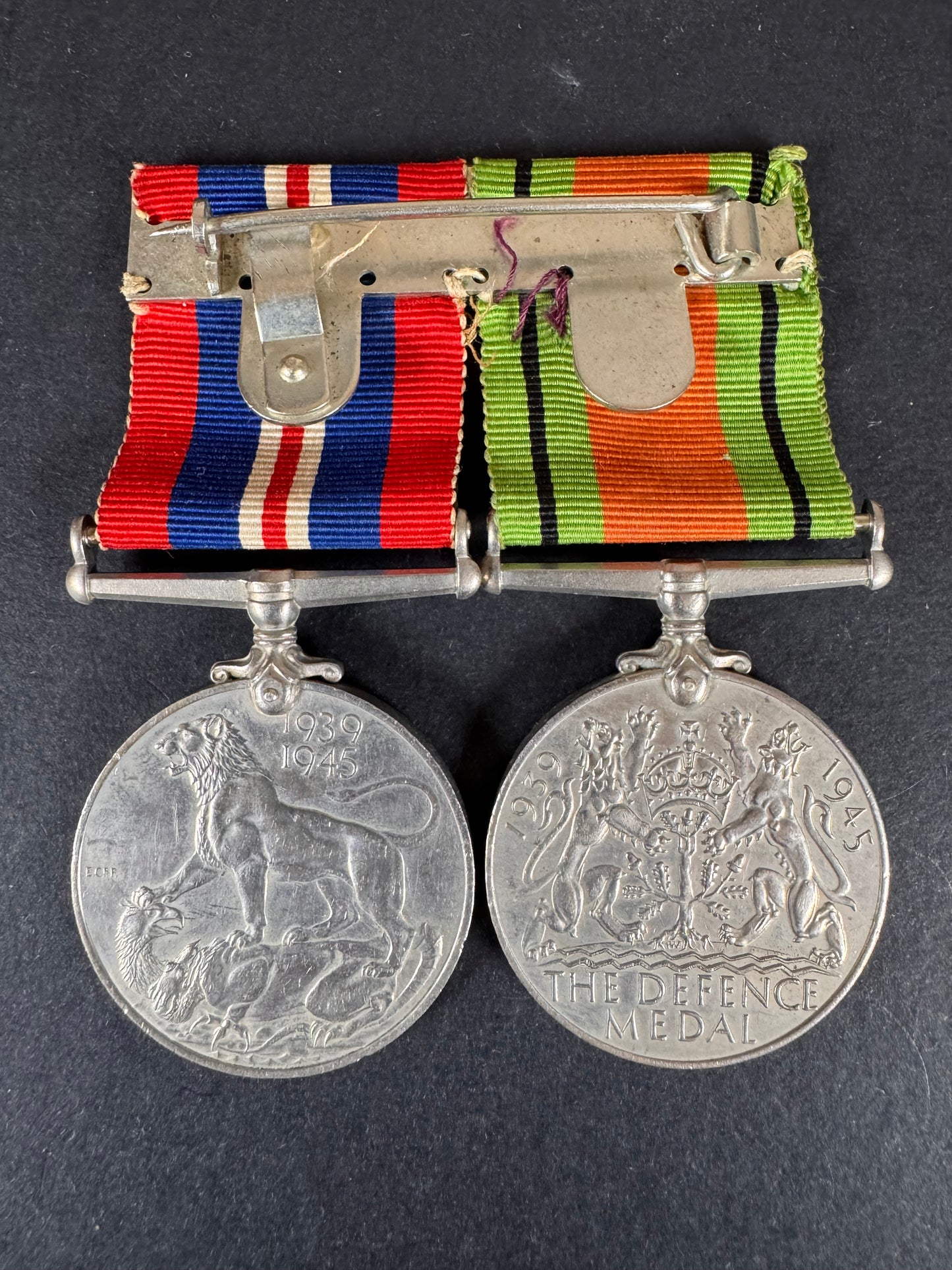 Photo 2 of WW2 British Defence Medal & 1939-45 Medal Mounted Pair - collectible militaria item