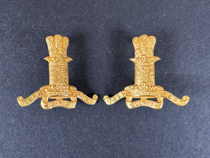 Photo 1 of WW2 British Army 11th Hussars Officer's Uniform Collar Badges - collectible militaria item