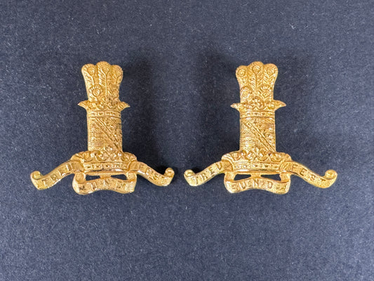 Photo 1 of WW2 British Army 11th Hussars Officer's Uniform Collar Badges - collectible militaria item