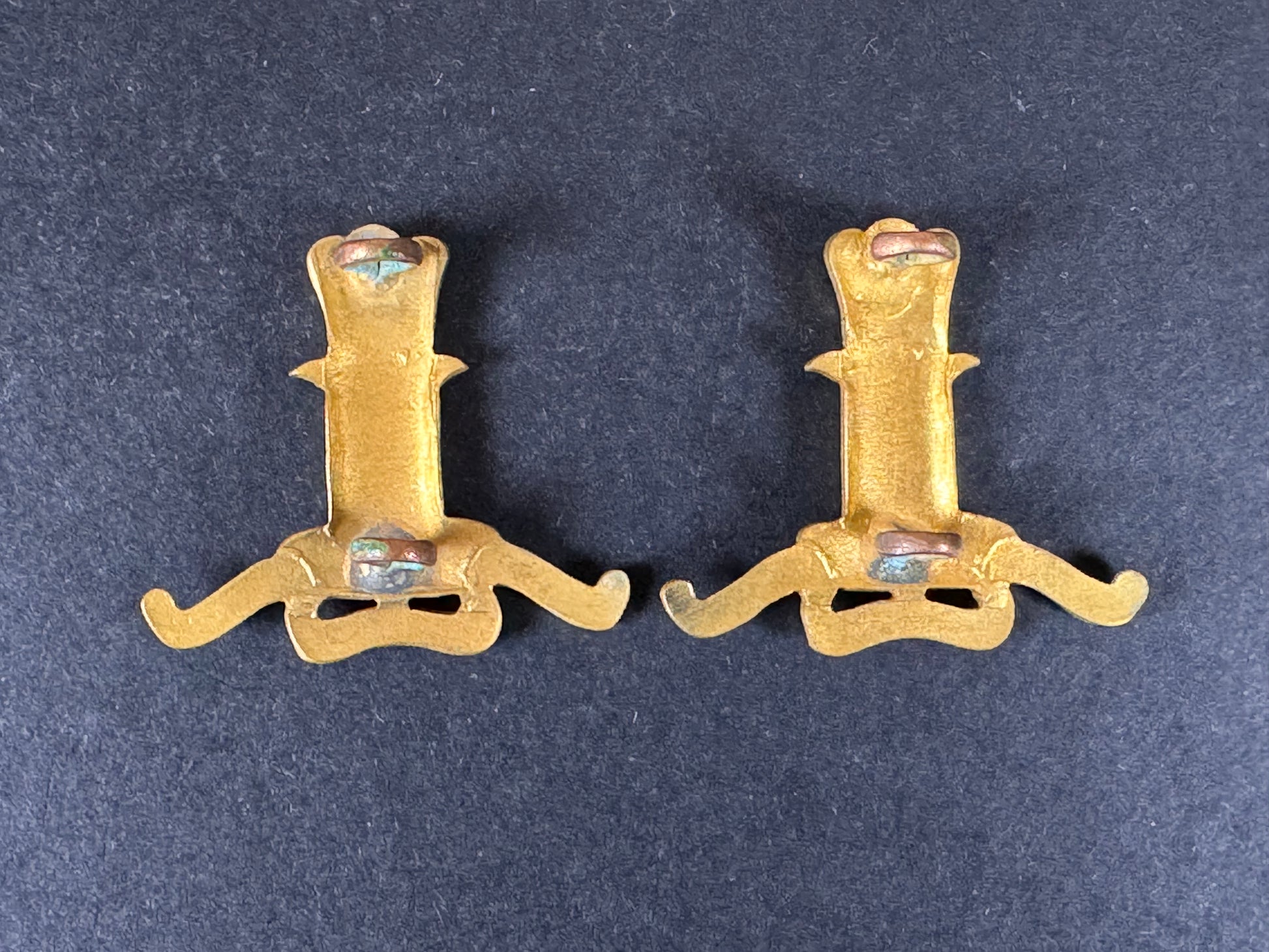 Photo 2 of WW2 British Army 11th Hussars Officer's Uniform Collar Badges - collectible militaria item