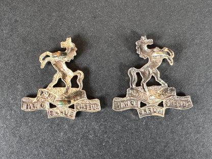 Photo 2 of WW2 British Army Queen's Own Buffs Royal Kent Regiment Officer's Collar Badges - collectible militaria item