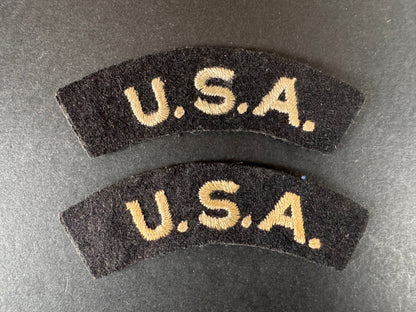 Photo 1 of WW2 British Royal Air Force U.S.A. Nationality Shoulder Titles - collectible militaria item