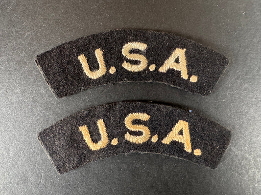 Photo 1 of WW2 British Royal Air Force U.S.A. Nationality Shoulder Titles - collectible militaria item
