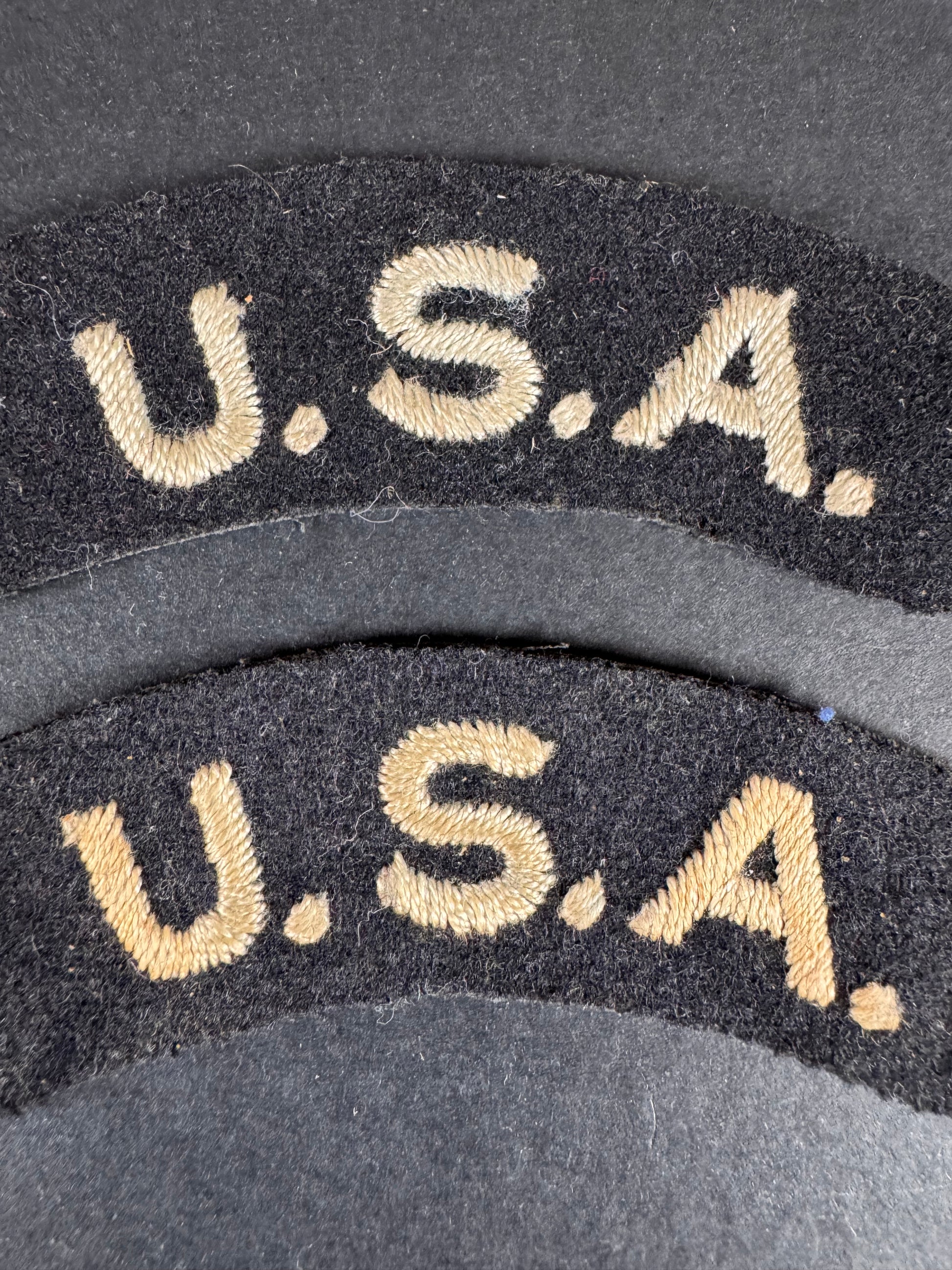 Photo 2 of WW2 British Royal Air Force U.S.A. Nationality Shoulder Titles - collectible militaria item