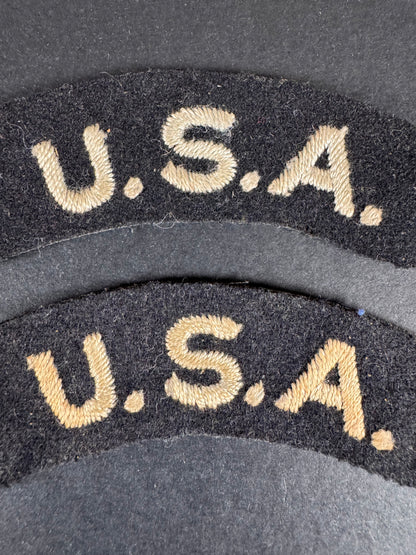 Photo 2 of WW2 British Royal Air Force U.S.A. Nationality Shoulder Titles - collectible militaria item