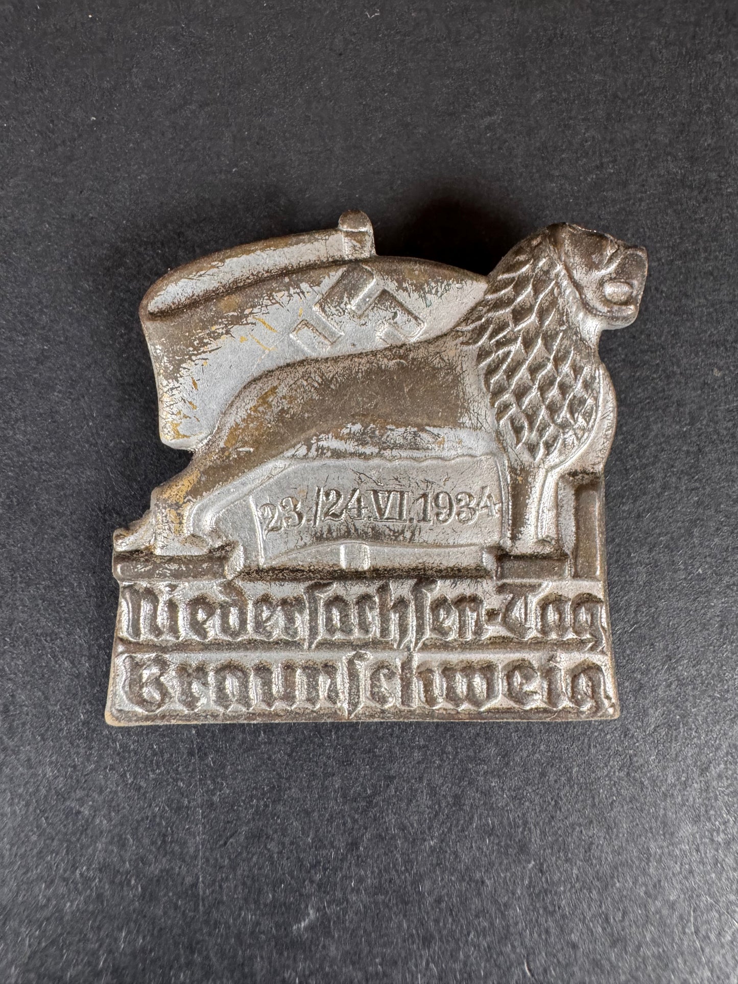 Photo 3 of Third Reich Niedersachsen Tag Braunschweig 1934 Tinnie Badge - collectible militaria item