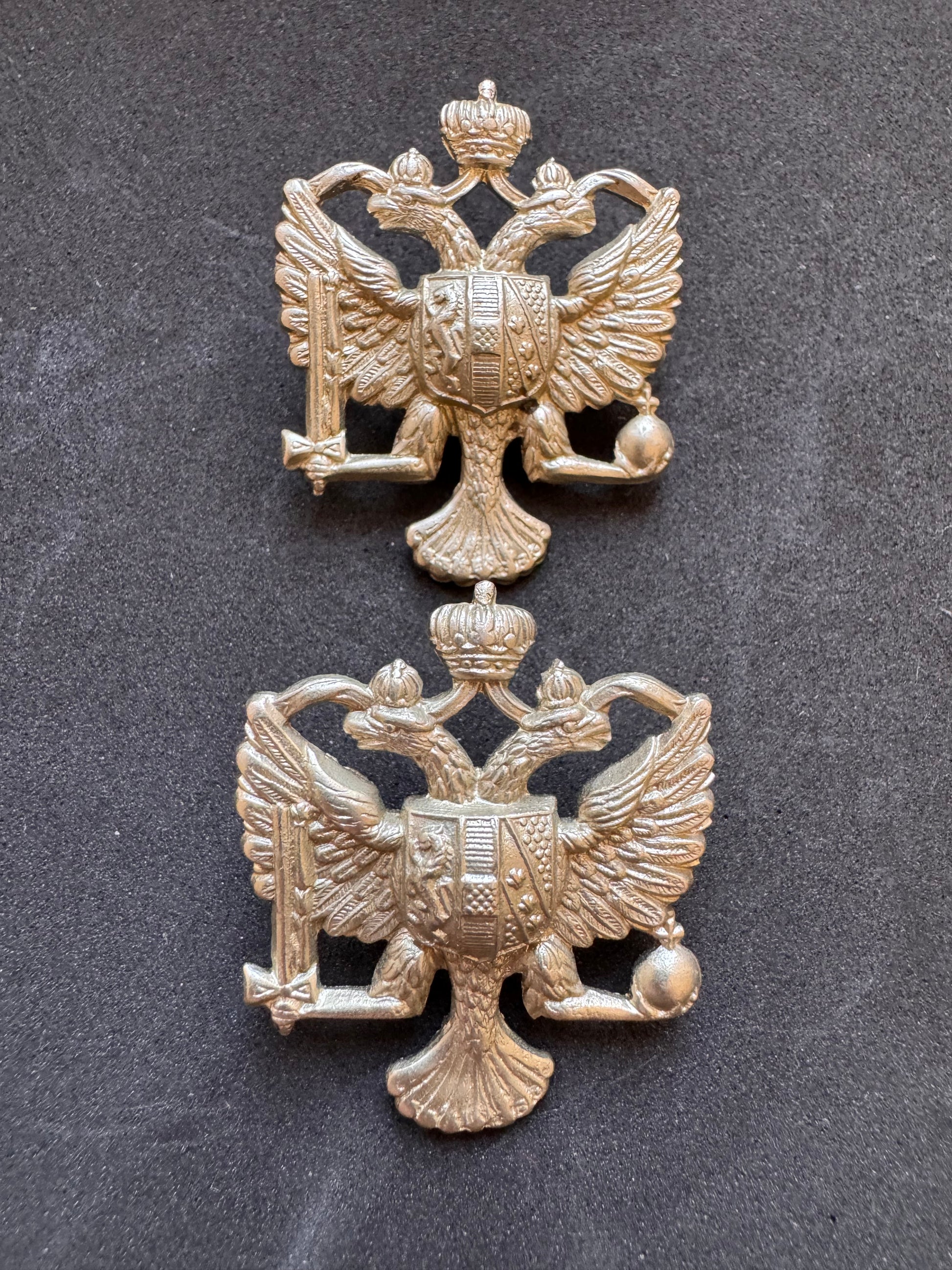 Photo 1 of WW2 British Army 1st King's Dragoon Guards Uniform Collar Badges - collectible militaria item