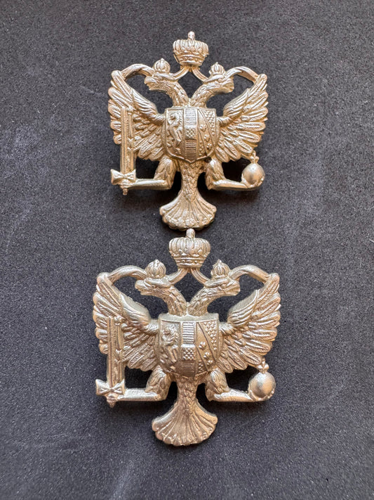 Photo 1 of WW2 British Army 1st King's Dragoon Guards Uniform Collar Badges - collectible militaria item