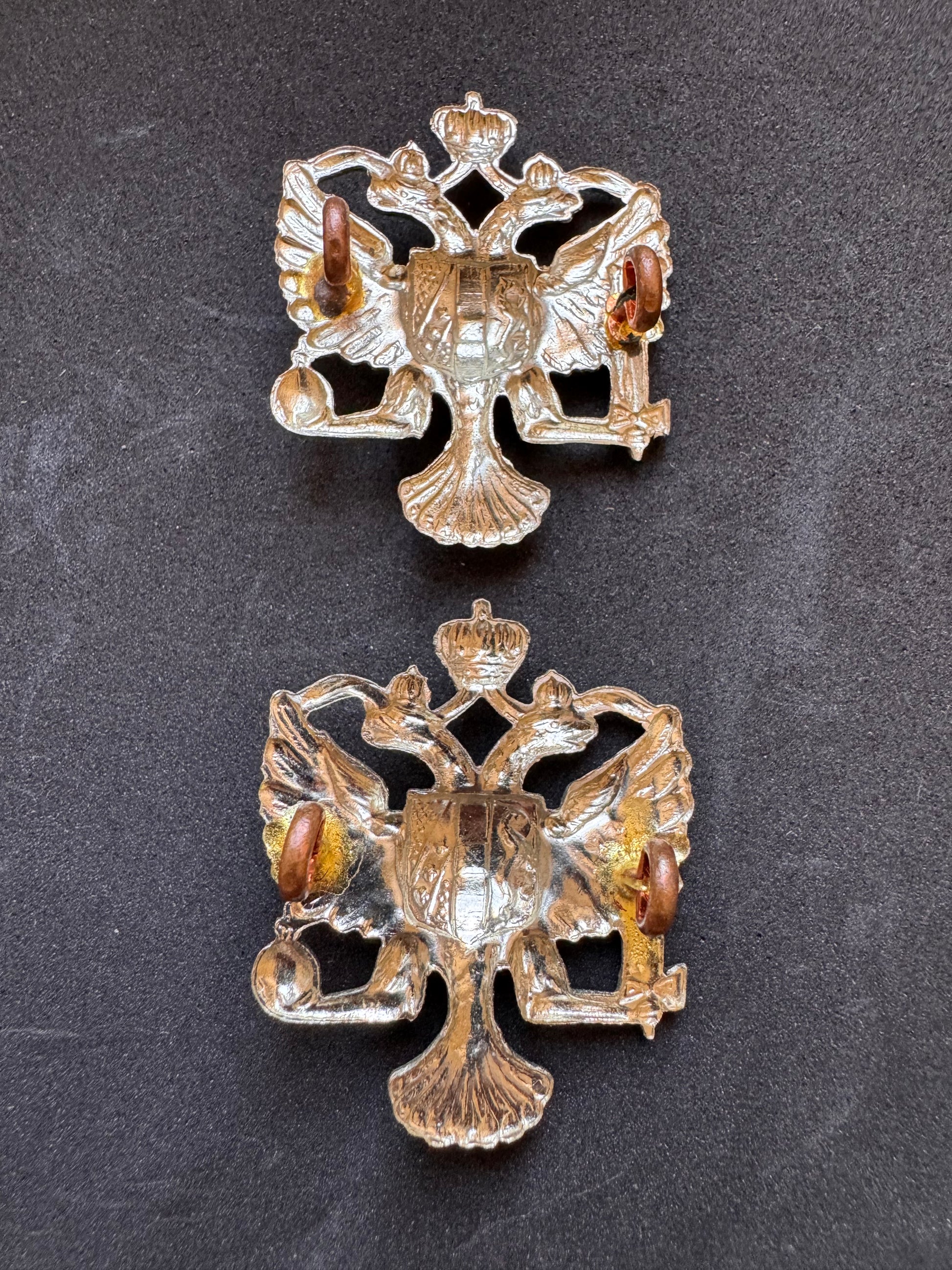 Photo 2 of WW2 British Army 1st King's Dragoon Guards Uniform Collar Badges - collectible militaria item