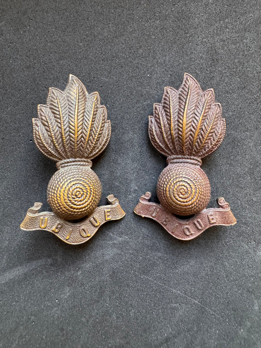 Photo 1 of WW2 British Army Royal Artillery Officer's Uniform Collar Badges FIRMIN - collectible militaria item