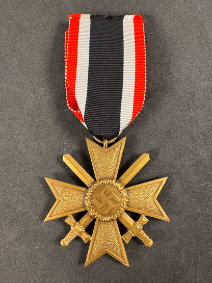 Photo 2 of WW2 German War Merit Cross with Swords 2nd Class Medal - Maker Marked "39" - collectible militaria item