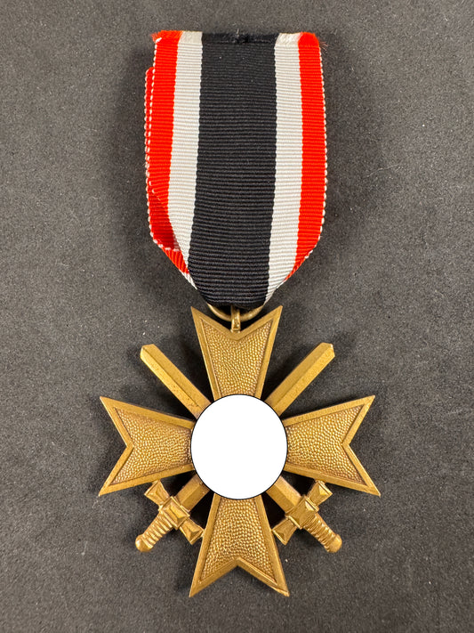 Photo 1 of WW2 German War Merit Cross with Swords 2nd Class Medal - Maker Marked "39" - collectible militaria item