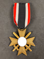 Photo 1 of WW2 German War Merit Cross with Swords 2nd Class Medal - Maker Marked "39" - collectible militaria item