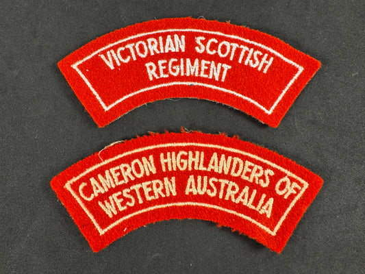 Photo 1 of Australian Army CMF Scottish Regimental Shoulder Titles - collectible militaria item