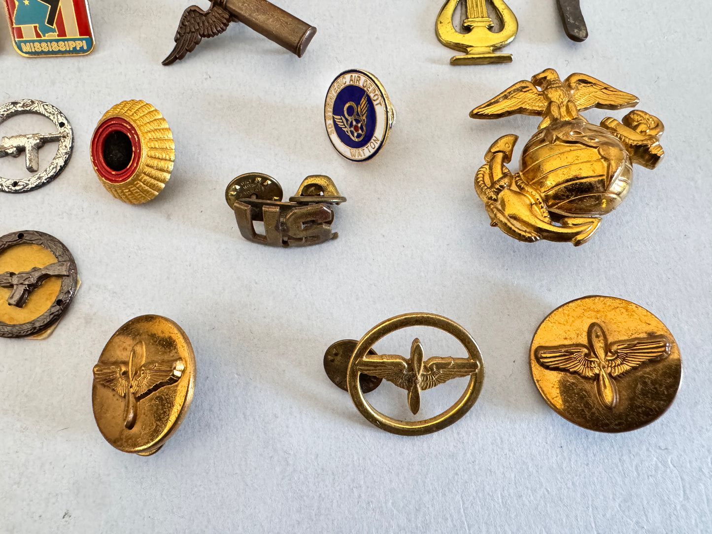 Lot of Militaria Cap Badges Lapel Badges British USA Netherlands Germany