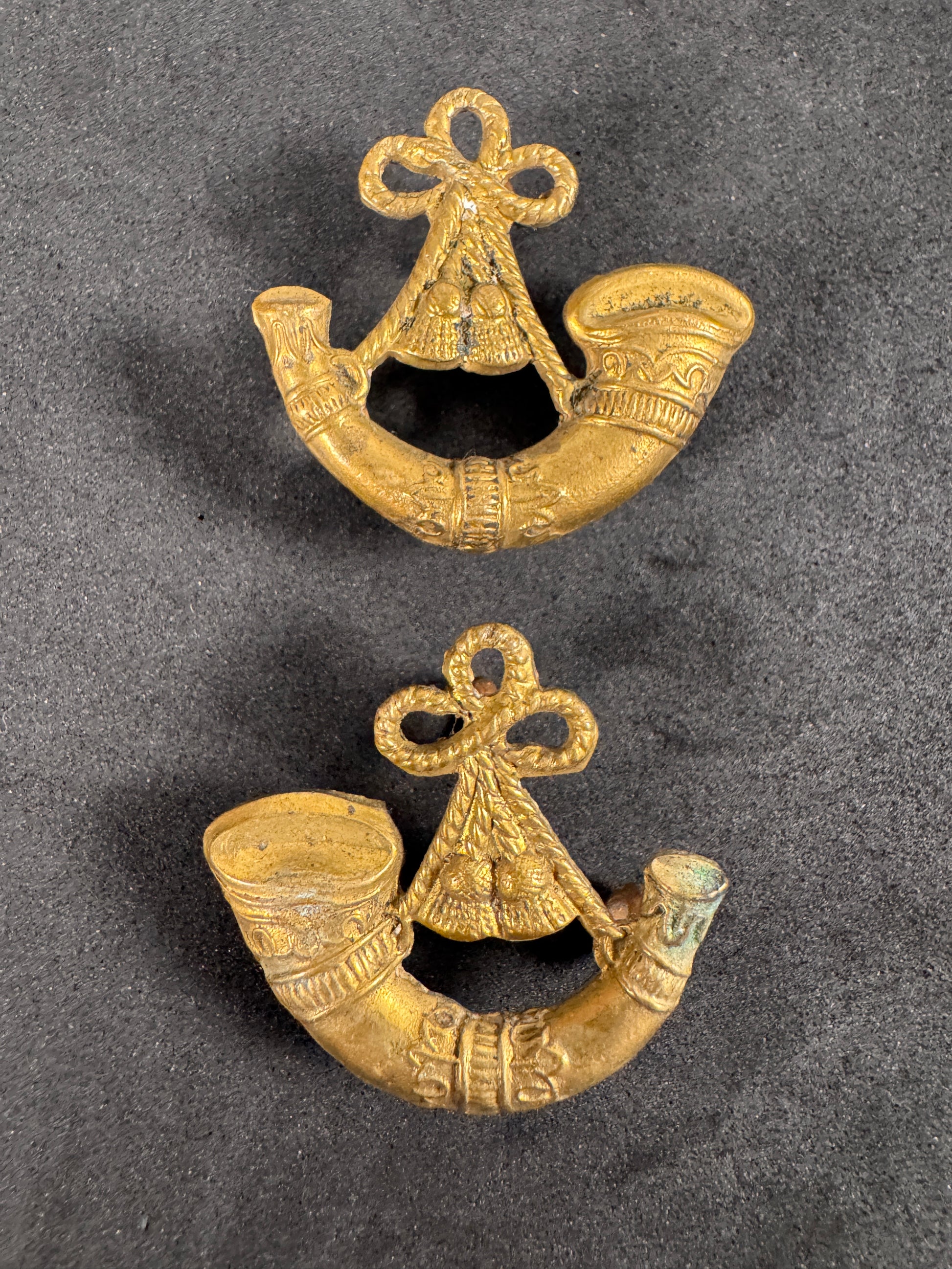 Photo 1 of WW2 British Army Oxfordshire & Buckinghamshire Light Infantry Collar Badges (Pair) - collectible militaria it