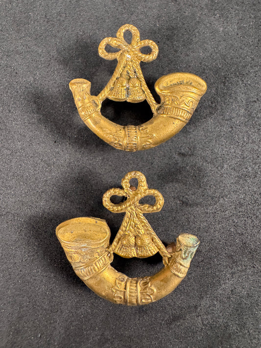 Photo 1 of WW2 British Army Oxfordshire & Buckinghamshire Light Infantry Collar Badges (Pair) - collectible militaria it