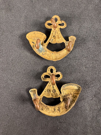 Photo 2 of WW2 British Army Oxfordshire & Buckinghamshire Light Infantry Collar Badges (Pair) - collectible militaria it