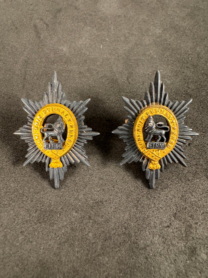 Photo 1 of WW2 British Army Worcestershire Regiment Officer's Silver/Gilt Cap Badges (Pair) - collectible militaria item
