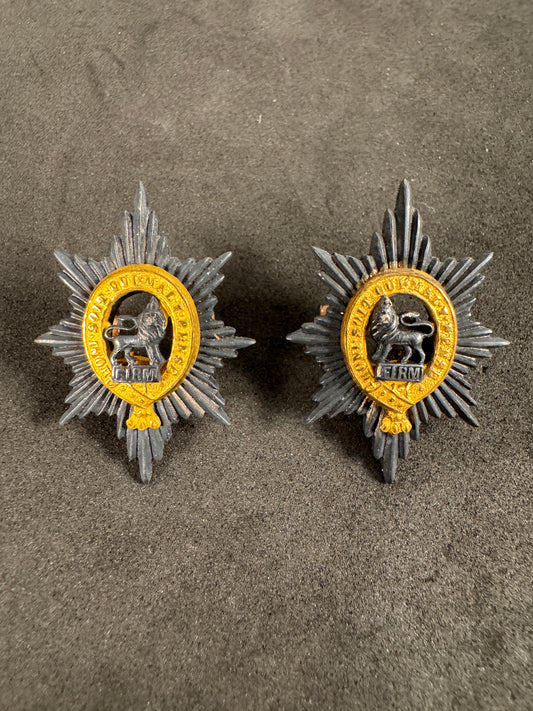 Photo 1 of WW2 British Army Worcestershire Regiment Officer's Silver/Gilt Cap Badges (Pair) - collectible militaria item