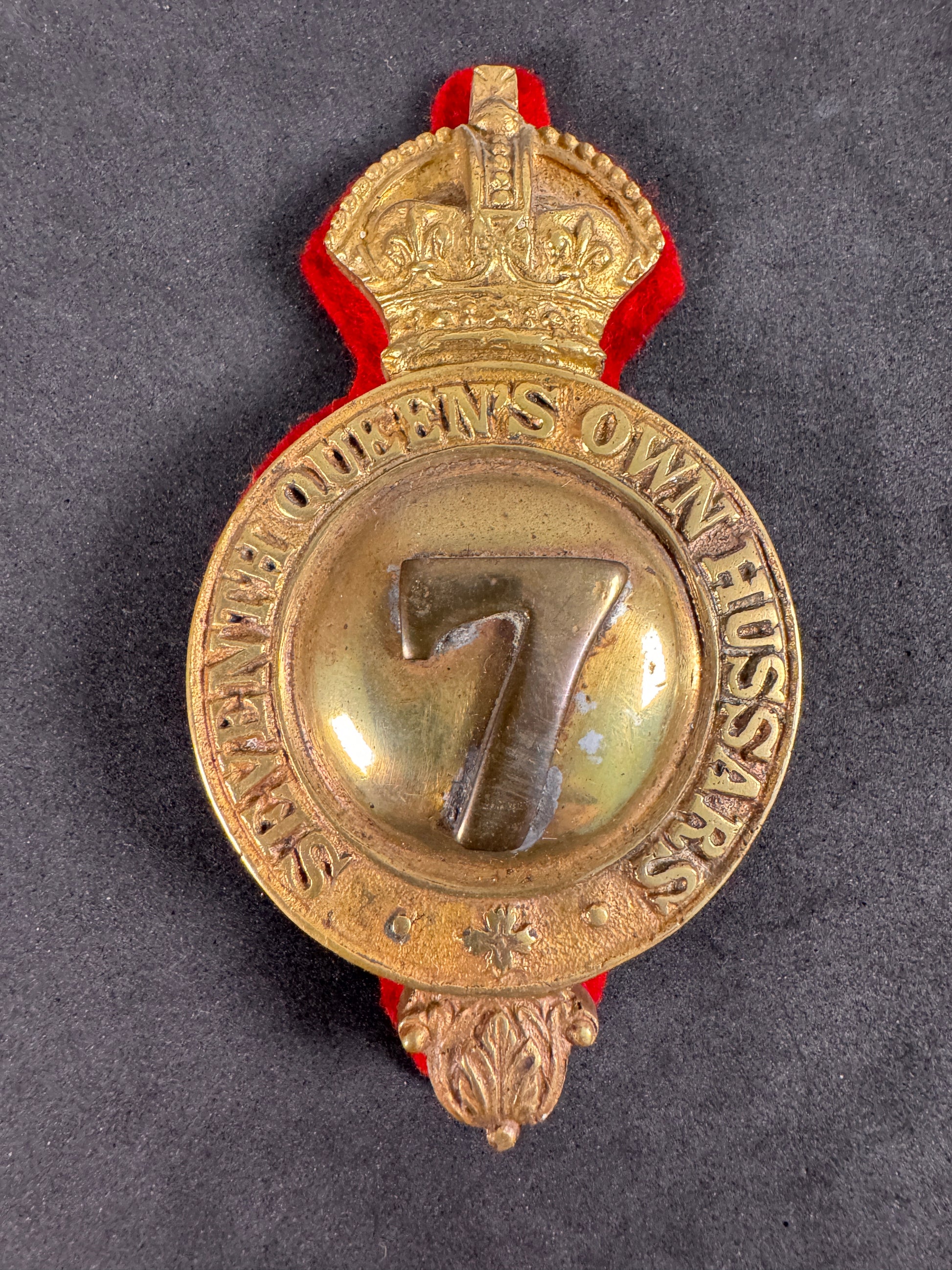 Photo 1 of 7th Queen’s Own Hussars Cavalry Bit Boss Badge - Original British Horse Harness Insignia - collectible milita