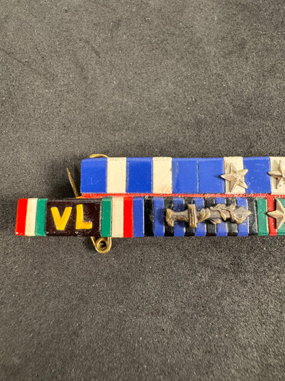 Photo 2 of WW2 Italian Army Medal Ribbon Bar - Valor Awards & Africa Campaign (VL & Fascio Devices) - collectible milita