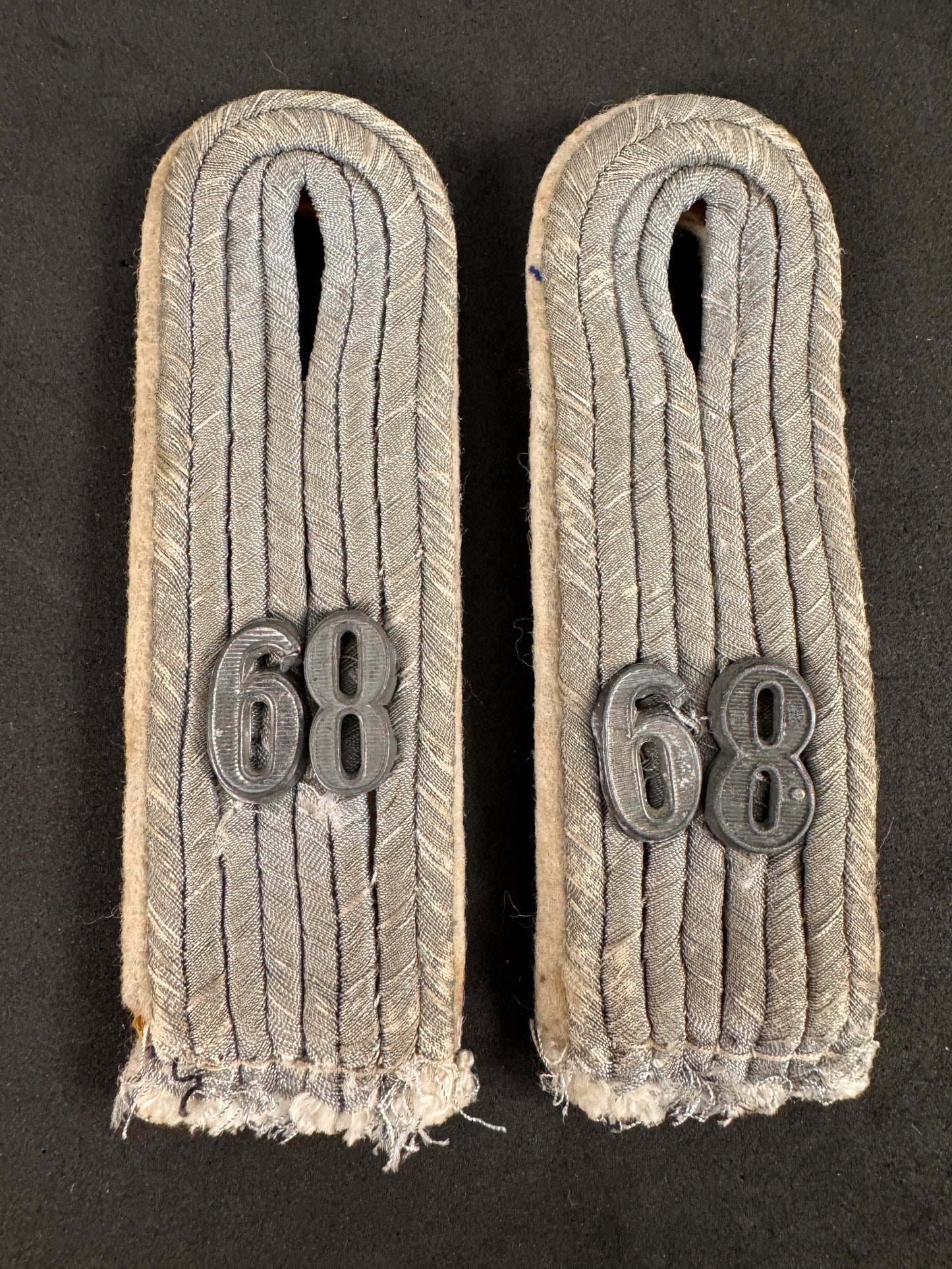 Photo 1 of WW2 German Army Officer’s Shoulder Boards - 68th Infantry Regiment (Pair) - collectible militaria item