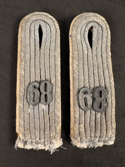 Photo 1 of WW2 German Army Officer’s Shoulder Boards - 68th Infantry Regiment (Pair) - collectible militaria item