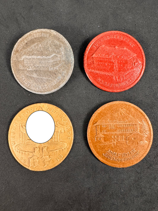 Photo 1 of WW2 German HJ Youth Hostel & Sports Tinnie Event Badges - collectible militaria item