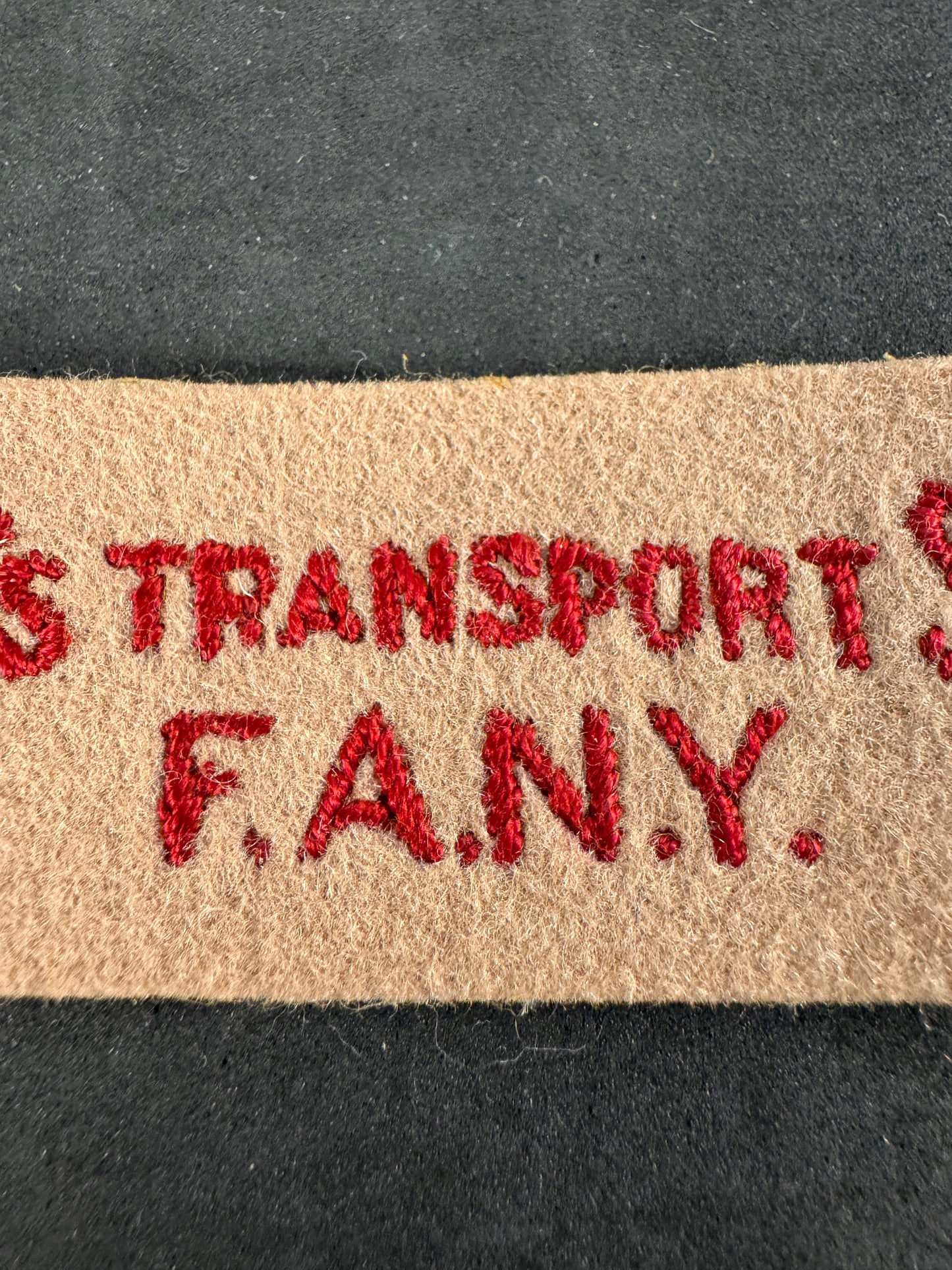 Photo 2 of WW2 British Women's Transport Service F.A.N.Y. Cloth Shoulder Title - collectible militaria item