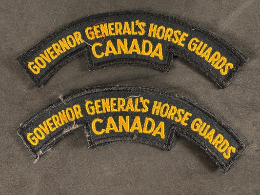 Photo 1 of Canadian Army Governor General’s Horse Guards (GGHG) Shoulder Titles - collectible militaria item