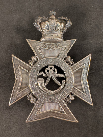 Photo 1 of Victorian British 1st Middlesex Rifle Volunteer Corps Officer's Silver Cross Belt Badge - collectible militar