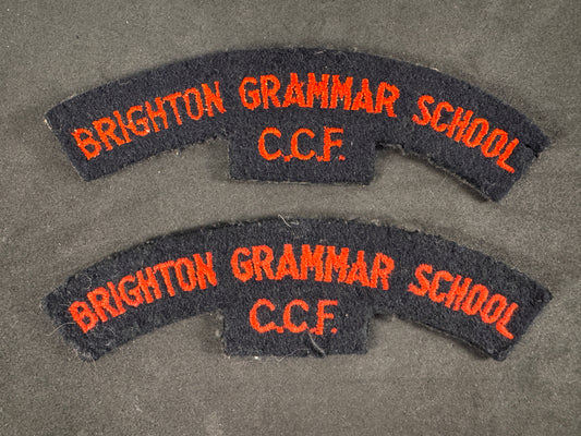 Photo 1 of British Army Brighton Grammar School Combined Cadet Force Shoulder Titles (Pair) - collectible militaria item