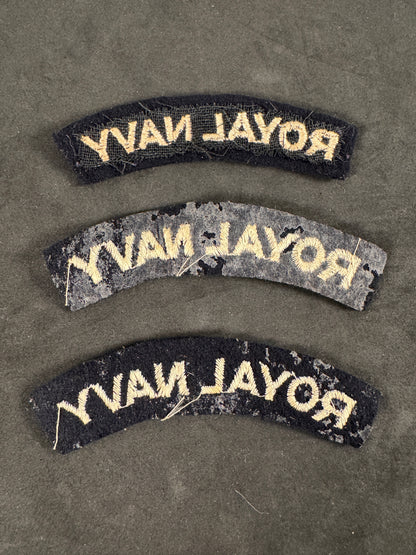 Photo 2 of British Royal Navy Embroidered Shoulder Titles - collectible militaria item
