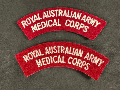 Photo 1 of Royal Australian Army Medical Corps Shoulder Titles (Pair) - collectible militaria item