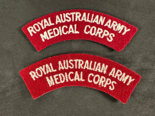Photo 1 of Royal Australian Army Medical Corps Shoulder Titles (Pair) - collectible militaria item