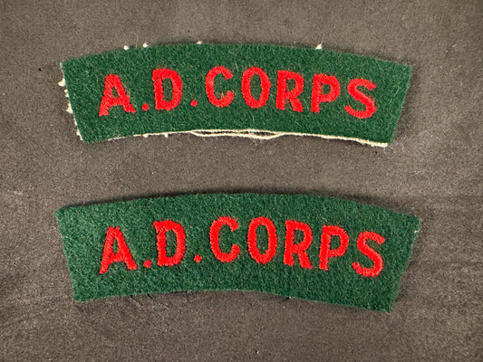 Photo 1 of WW2 British Army Dental Corps (A.D. CORPS) Shoulder Titles (Pair) - collectible militaria item