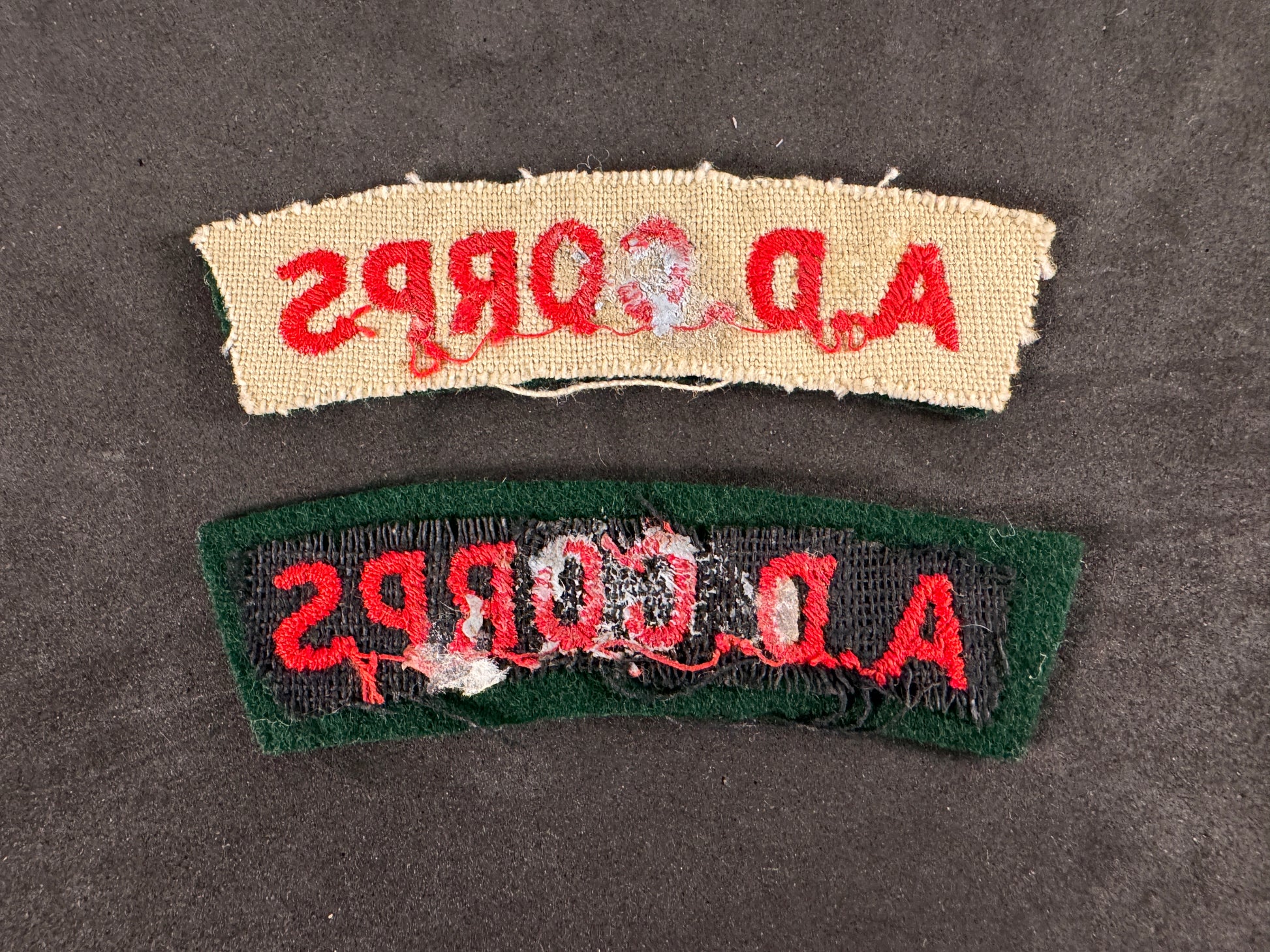 Photo 2 of WW2 British Army Dental Corps (A.D. CORPS) Shoulder Titles (Pair) - collectible militaria item