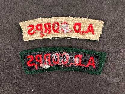 Photo 2 of WW2 British Army Dental Corps (A.D. CORPS) Shoulder Titles (Pair) - collectible militaria item
