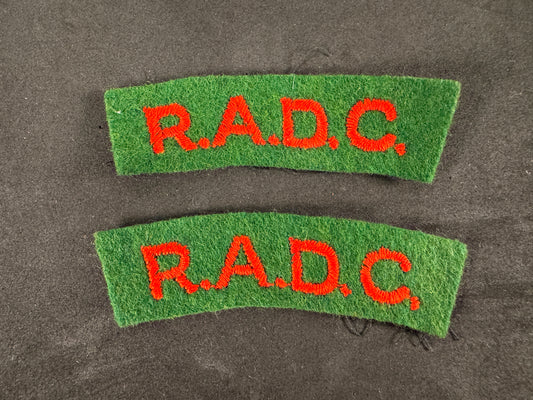 Photo 1 of British Royal Army Dental Corps (R.A.D.C.) Shoulder Titles (Pair) - collectible militaria item