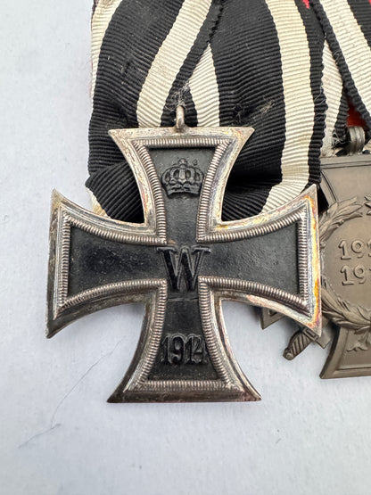 WW1 & WW2 German Medal Bar – 1914 Iron Cross, War Merit, Luftschutz Medal