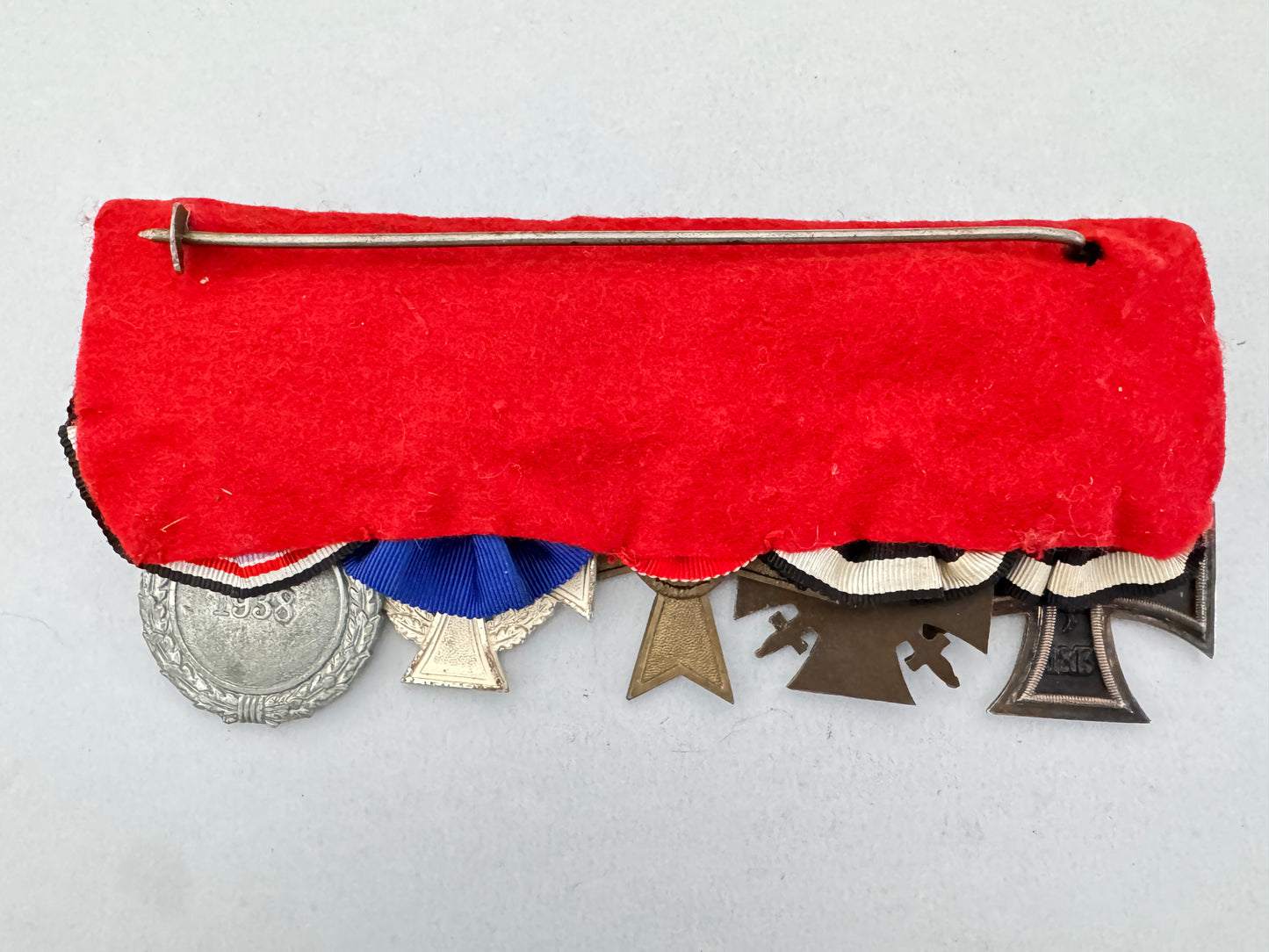 WW1 & WW2 German Medal Bar – 1914 Iron Cross, War Merit, Luftschutz Medal