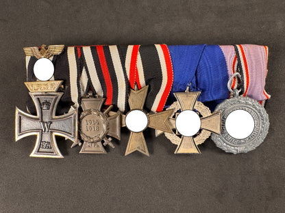 Photo 1 of WW1 & WW2 German Medal Bar - 1914 Iron Cross with 1939 Spange, War Merit, Luftschutz - collectible militaria 
