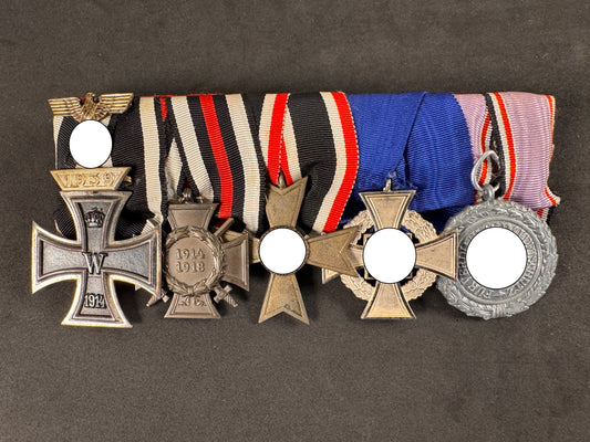Photo 1 of WW1 & WW2 German Medal Bar - 1914 Iron Cross with 1939 Spange, War Merit, Luftschutz - collectible militaria 