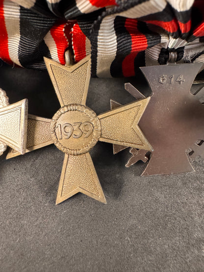 Photo 12 of WW1 & WW2 German Medal Bar - 1914 Iron Cross with 1939 Spange, War Merit, Luftschutz - collectible militaria