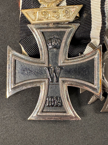 Photo 5 of WW1 & WW2 German Medal Bar - 1914 Iron Cross with 1939 Spange, War Merit, Luftschutz - collectible militaria 
