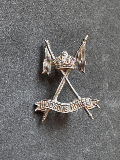 Photo 1 of British Indian Army Hodson's Horse Officer's Silver Cap Badge - collectible militaria item