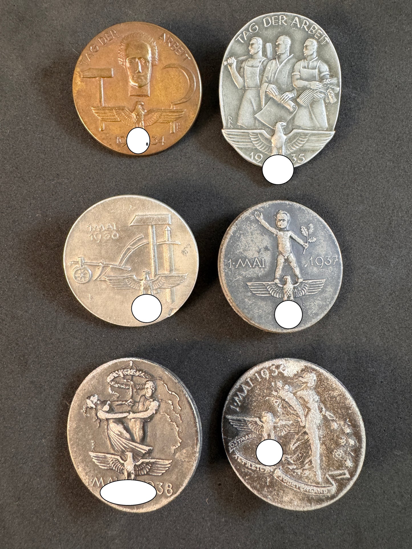 Photo 1 of Third Reich German May Day Event Tinnie Badges - 1934-1939 - collectible militaria item