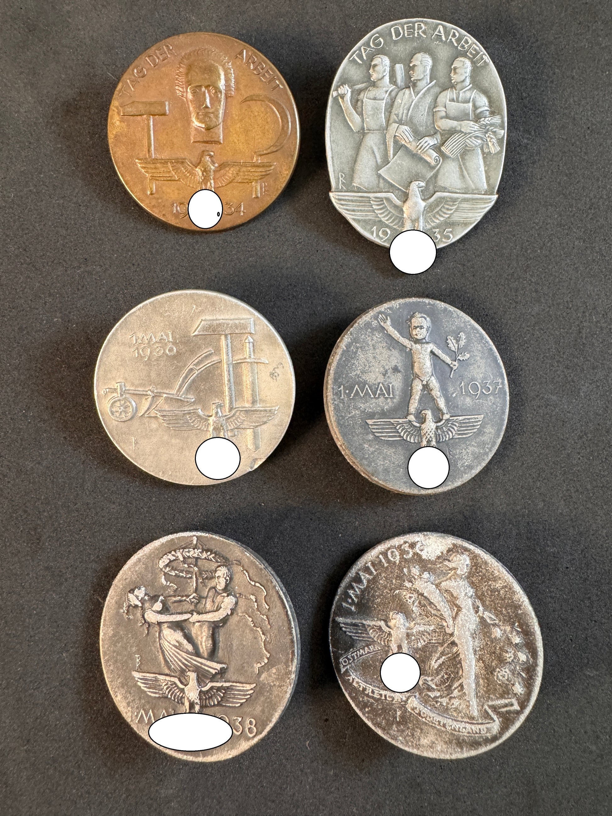 Photo 1 of Third Reich German May Day Event Tinnie Badges - 1934-1939 - collectible militaria item